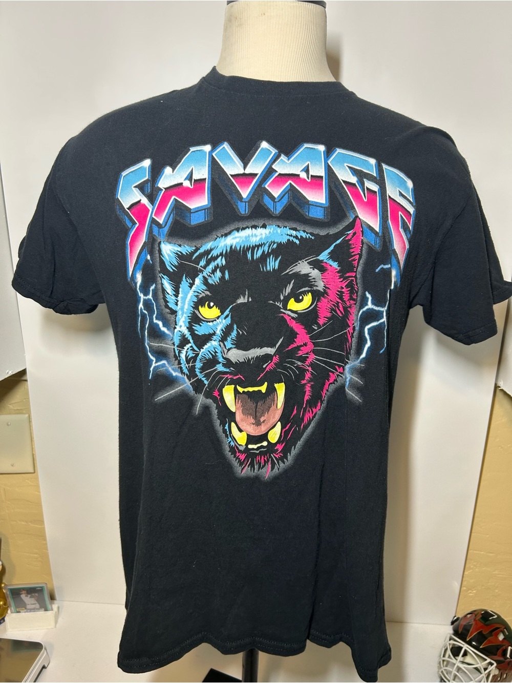 Savage Men's Black Panther Graphic Tee - Black Short Sleeve Shirt